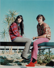 Sonny Bono and Cher full length 1960's pose in LA by ocean 8x10 photo