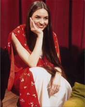 Crystal Gayle seated smiling pose backstage 8x10 1970's press photo