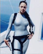 Tomb Raider classic 8x10 pin-up photo Angelina Jolie in figure hugging wetsuit