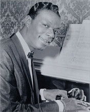Nat King Cole smiling pose seated at his piano 8x10 photo