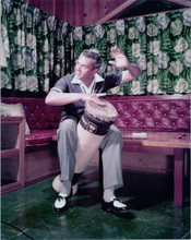 Desi Arnaz full length 1950's pose playing bongos at home 8x10 photo