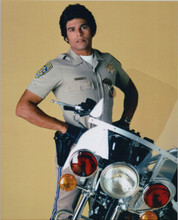 Erik Estrada 8x10 studio portrait with police motorbike Chips TV series
