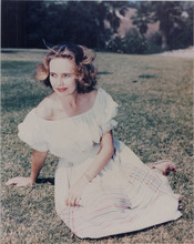 Teresa Wright Hollywood glamour pose seated on grass 8x10 photo