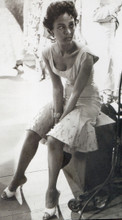 Dorothy Dandridge seated between takes on set Carmen Jones 8x10 photo