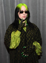 Billie Eilish in black coat sporting green hair 8x10 photo