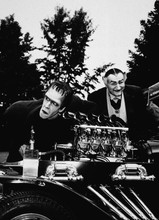 The Munsters Herman and Grandpa tinker with Munster car 8x10 photo