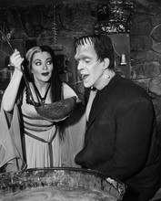 The Munsters Lily and Herman in kitchen sampling soup 8x10 photo