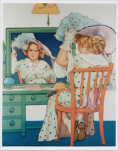 Shirley Temple 1930's artwork Shirley looks in mirror 8x10 photo