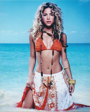 Shakira wears bikini and Hawaiian style dress by ocean 8x10 photo