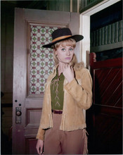 Melody Patterson Wrangler Jane from F-Troop poses in outfit next to door 8x10