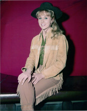 Melody Patterson as Wrangler Jane sitting on bench smiling F-Troop 8x10 photo