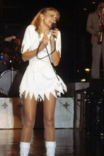 Olivia Newton-John wears short white dress 1970's singing in concert 4x6 photo