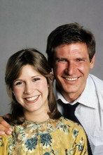 Carrie Fisher Harrison Ford circa 1980 smiling pose 4x6 inch photo