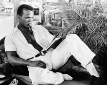 Harry Belafonte cool pose lying on sofa smoking a pipe 8x10 photo