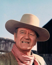 John Wayne classic Duke portrait wearing hat & western scarf 8x10 photo