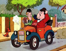 Laurel and Hardy animated TV series 1966 Stan & Ollie in car 8x10 photo