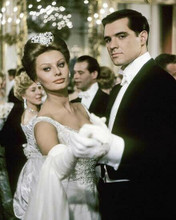 Sophia Loren in elegant white gown dances with unknown actor 8x10 photo