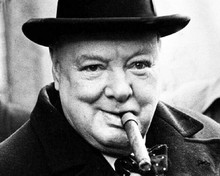Winston Churchill British Prime Minister smoking huge cigar 8x10 photo