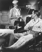 Vertigo James Stewart in chair with signed leg in plaster Doris Day 8x10 photo