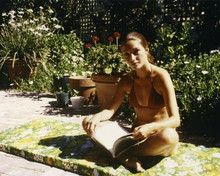 Jane Seymour rare 1970's pose in bikini sitting cross-legged by pool 8x10 photo