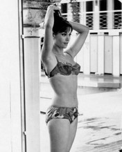 Claudine Auger James Bond girl in bikini standing by pool 8x10 inch photo