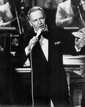 Frank Sinatra in tuxedo singing with orchestra 1970's era 8x10 inch photo