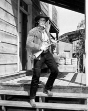 Clint Walker full length pose as Cheyenne Bodie holding rifle 8x10 inch photo