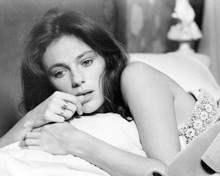 Jacqueline Bissett glamour pose lying in bed St. Ives movie 8x10 inch photo