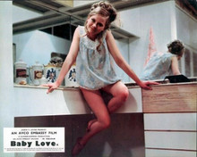 Linda Hayden leggy pose in short nightdress seated Baby Love 8x10 photo