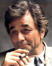 Peter Falk with quizzical look as Columbo holding cigar 1970's era 8x10 photo