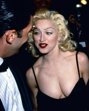 Madonna wears very low cut black dress c.early 1980's candid pose 8x10 photo