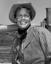 Doug McClure smiling portrait as Trampas by ranch fence The Virginian 8x10 photo