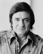 Johnny Cash 1980's portrait wearing casual shirt (not black!) 8x10 inch photo