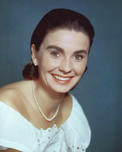 Jean Simmons smiling studio portrait in white summer dress 1950's era 8x10 photo