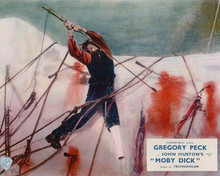 Moby Dick 8x10 inch photo Gregory Peck as Ahab spearing the great whale