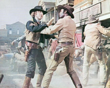 Blazing Saddles 8x10 inch photo Gene Wilder Cleavon Little in town fight scene