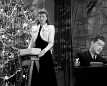 Christmas in Connecticut Barbara Stanwyck by Christmas tree Dennis Morgan 8x10