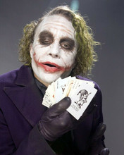 Heath Ledger holds Joker card The Dark Night as The Joker 8x10 inch photo