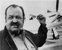 William Conrad smoking his pipe as Frank Cannon at airfield 8x10 inch photo