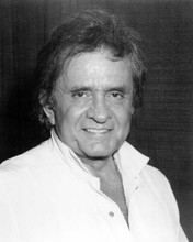 Johnny Cash smiling portrait in white shirt late 1980's 8x10 inch photo