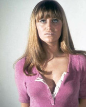 Susan George looks sexy in open purple top shows cleavage 1971 Fright 8x10 photo