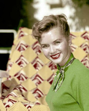 Debbie Reynolds 1950's lovely smiling portrait green sweater & scarf 8x10 photo
