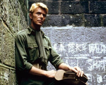 Dead Bowie wears scarf & green Army shirt Merry Christmas Mr Lawrence 8x10 photo