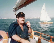 William Conrad as Frank Cannon smoking pipe piloting his yacht 8x10 inch photo