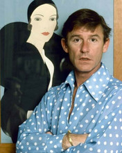 Roddy McDowall 1970's portrait in blue polka dot shirt 8x10 inch photo