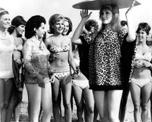 Annette Funicello poses with girls on beach surf movie 8x10 inch photo