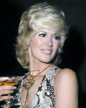 Connie Stevens 1970's pose holding champgane glass 8x10 inch photo