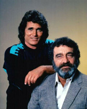 Highway To heaven Michael Landon leans on Victor French 8x10 inch photo