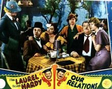 Laurel and Hardy Stan & Ollie sat with wives Our Relations 8x10 inch photo