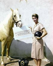 Mr Ed TV series Connie Hines with bowling ball & score card poses with Ed 8x10